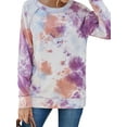 thumbnail image 3 of TWZH Women Tie-dye Splicing Long-sleeved Round Neck Gradient Print Sweatshirt Tops, 3 of 6