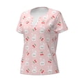 thumbnail image 2 of Naloa Rabbit And Cherry Print T-Shirts Short Sleeve V Neck Tees for Women Fashion Tops Trendy Lightweight Soft Casual Summer Outfits Clothes, 2 of 5