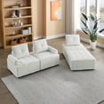 thumbnail image 3 of 99'' Modular Sectional Sofa Couch for Living Room, Modern Tufted L-Shape Sectional Sofa Couch with Convertible Chaise Ottoman,DIY Combination for Office Apartment,White, 3 of 7