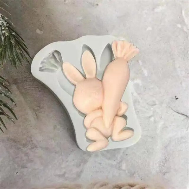 1/2PCS Easter Egg Mold Rabbit Silicone Mold Decorative Chocolate Bunny Baking Tool Drip Mold Happy Birthday Party Decor