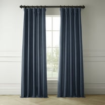 Half Price Drapes Sergeant Blue Faux Linen Room Darkening Curtains for Bedroom (1 Panel), 50W X 108L