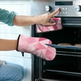 thumbnail image 2 of Red Pink Modern Art Geometric Kitchen Oven Mitt and Pot Holder Sets 4 Pcs for Baking, Cooking and Grilling, Heat Resistant Up To 392 °F, 2 of 7