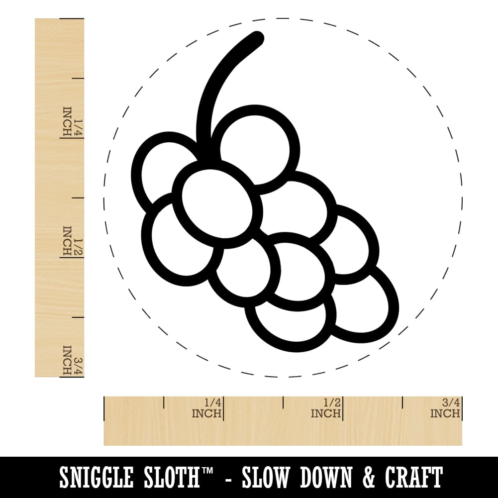 Grapes Outline Doodle Self-Inking Rubber Stamp Ink Stamper - Brown Ink - Small 3/4 Inch