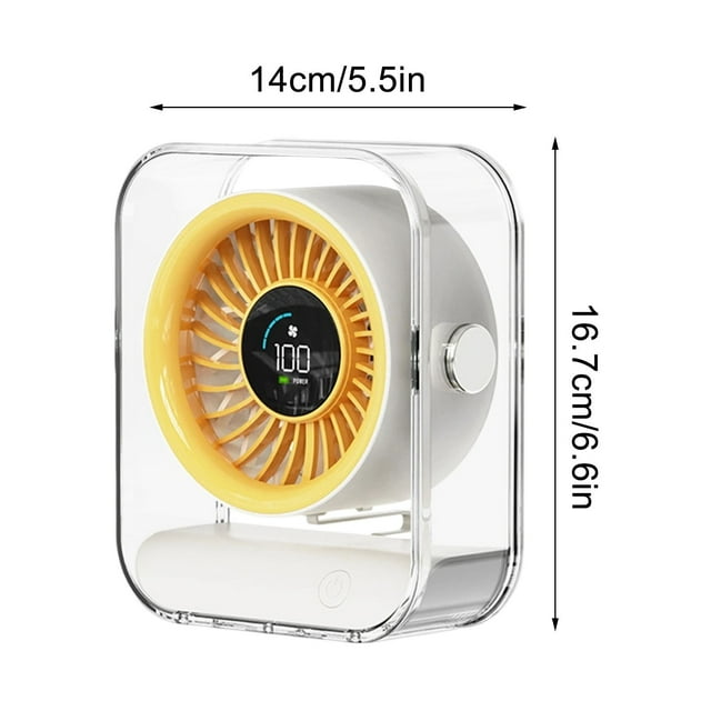 Turbo Fan For Bedroom With LED Digital Display USB Powered Desktop Circulation Fan Transparent Turbine Design
