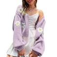 thumbnail image 2 of Xmyrz Fall Sweaters For Women 2025 Floral Print Long Sleeve Cardigan Front Open Adorable Refreshing Cool Cute Sweaters Knit Sweater, 2 of 5