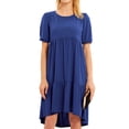 thumbnail image 3 of ZXSXSY Women Sapphire Hollow Back Round Neck Short Sleeves Peplum Midi Dress, 3 of 6