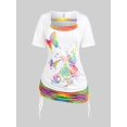 thumbnail image 1 of Camiseta Suelta de Talla Extra de Estampado de Mariposa Rosegal  Camisetas tallas grandes, 1 of 5