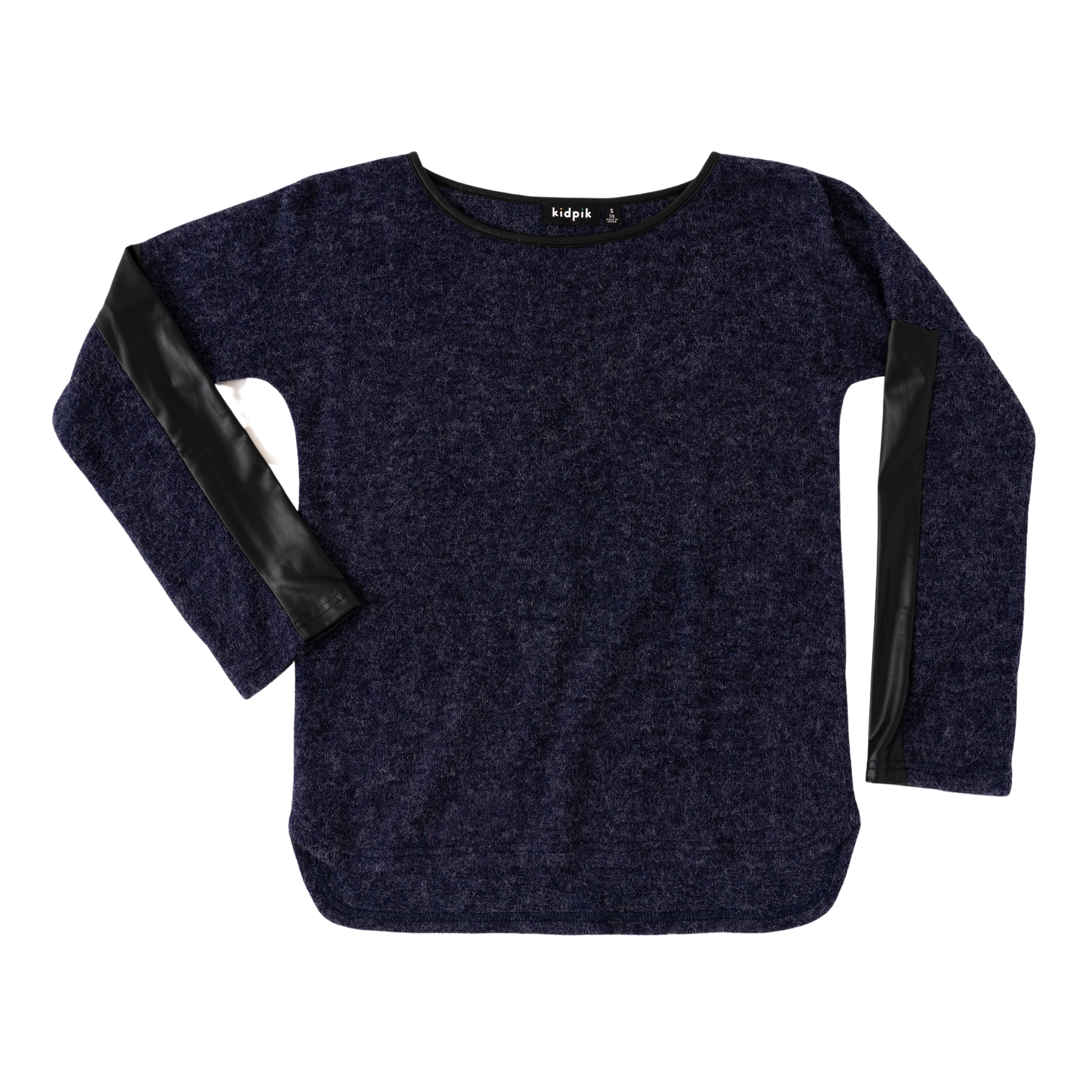 KIDPIK Girls Long Sleeve Faux Leather Insert Sweater Top, Size: XXS (4 ...