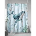 thumbnail image 5 of Shower Curtains Blue Whale Coral Shell Bath Curtain Ocean Beach Waterproof Bathroom Shower Curtain Set with Hooks Decoration 72 x 72 Inches, 5 of 7