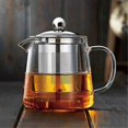 thumbnail image 2 of Transparent Glass Teapot, Including Stainless Steel Filter Liner, Resistant To High Temperatures,su, 2 of 5