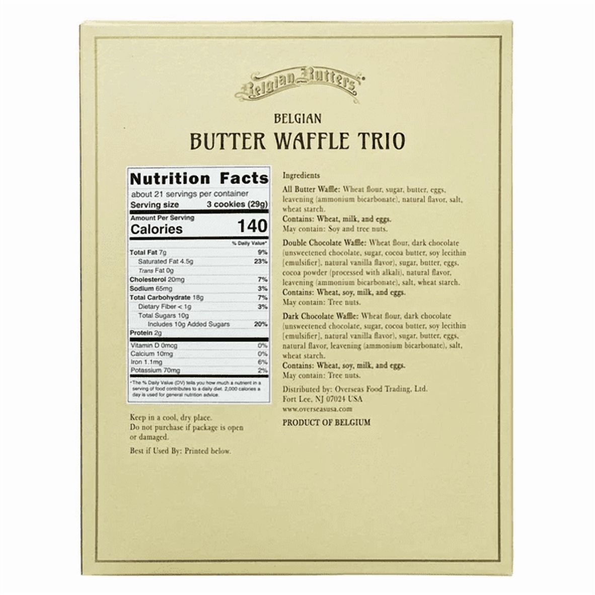 Belgian Butter Waffle Trio All Butter Double Chocolate Dark Chocolate 21.16oz