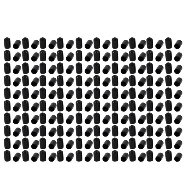 Unique Bargains 200 Pcs 9.5mm Inner Dia PVC Vinyl End Cap Bolt Screw Thread Protector Black