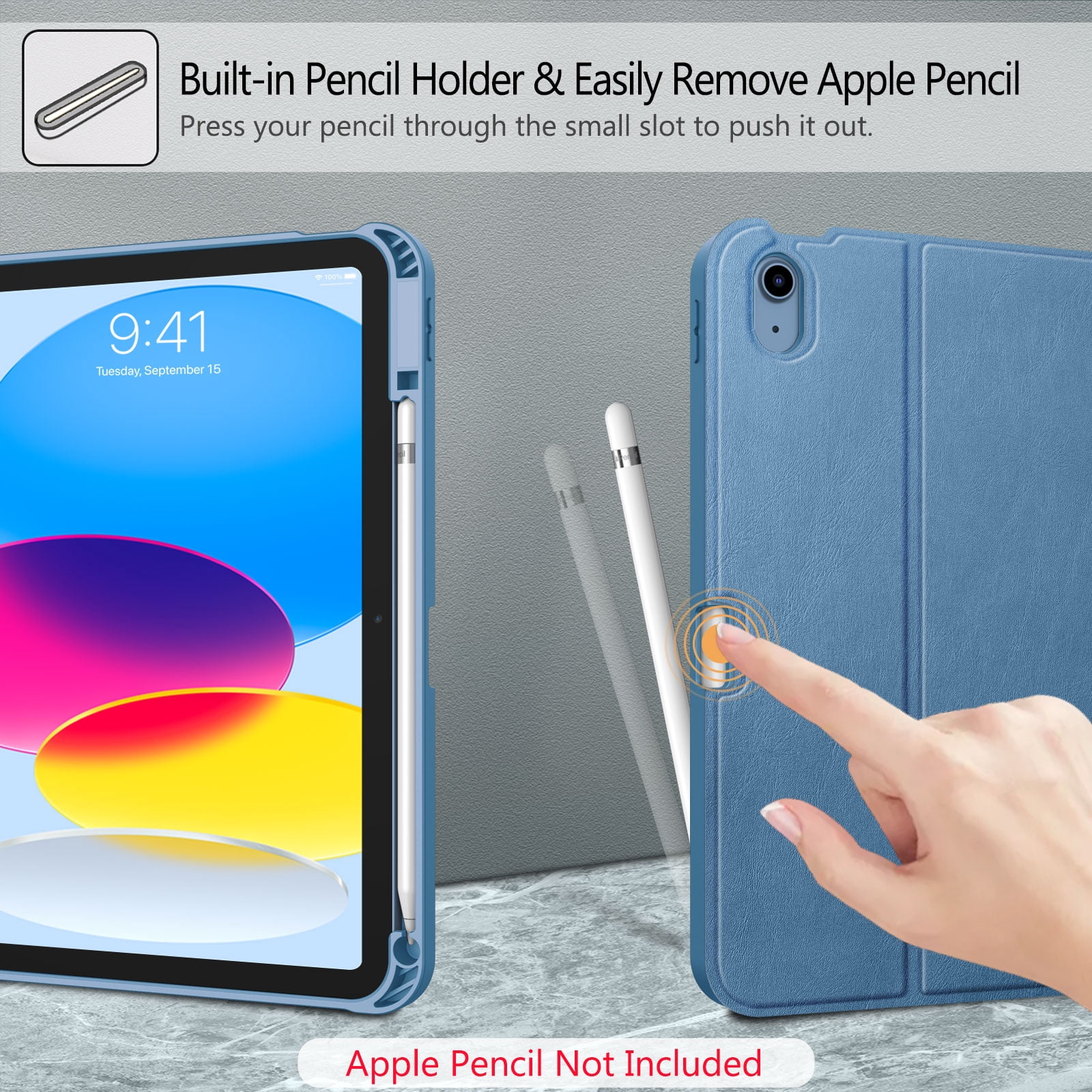 Fintie Keyboard Case for iPad 10th Generation 10.9 Inch Tablet (2022 Release) with Pencil Holder, Ocean Blue