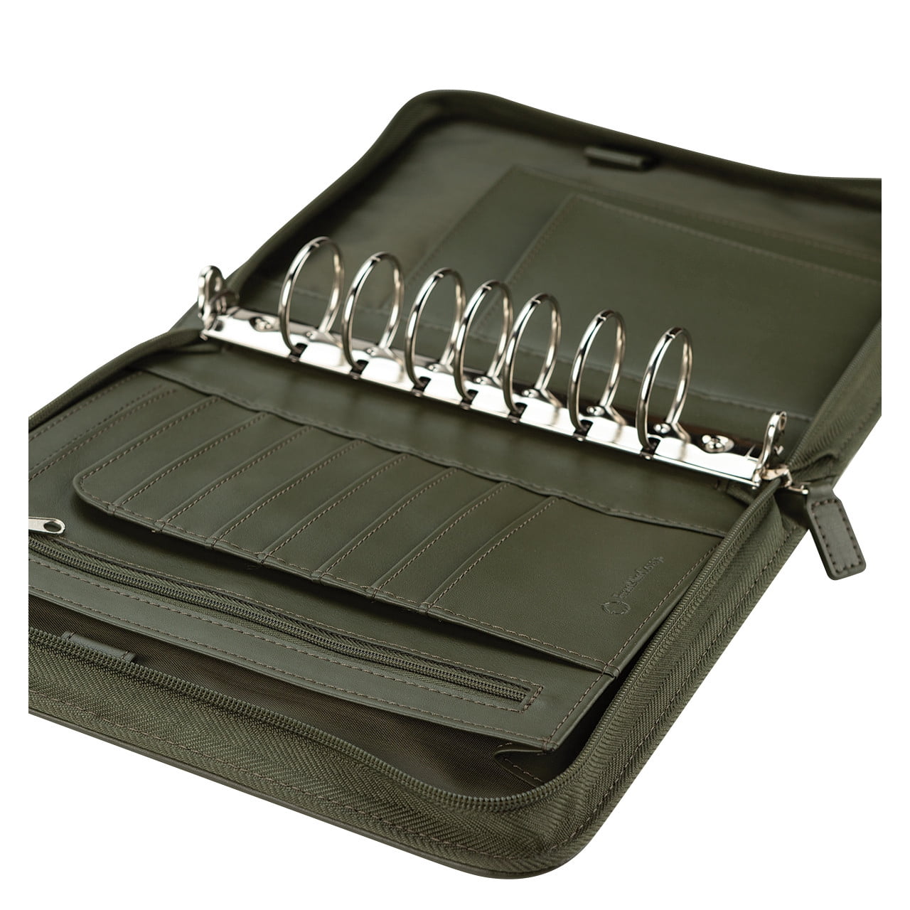 FranklinCovey FC Signature Leather Zipper Binder (Classic Size, Olive)