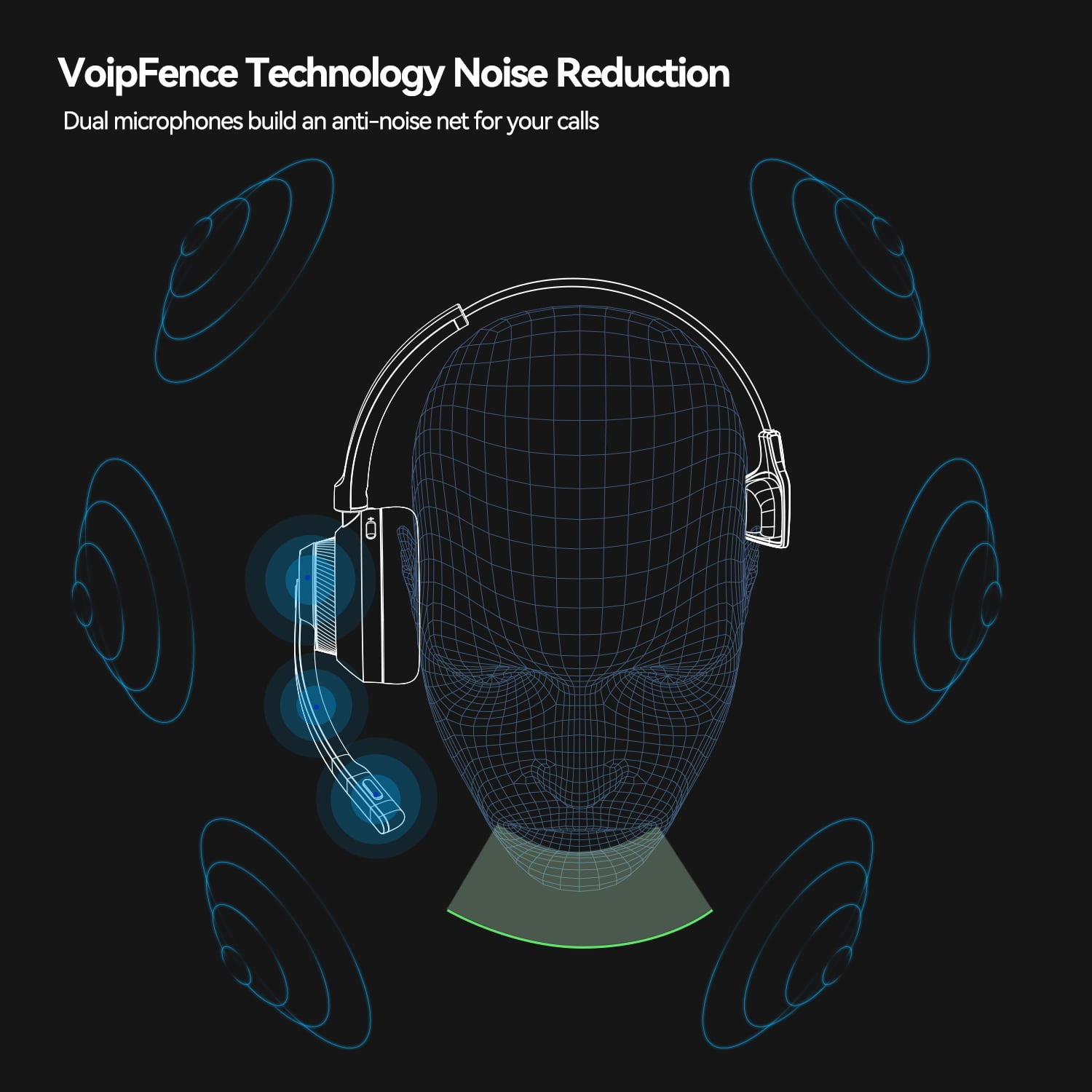 Ausdom Bluetooth Headset with Microphone,Wireless Headset with Noise Canceling Mic for PC,Laptop,Truck Driver,Office,Call Center,32Hrs Talking Time with Charging Cable