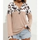 thumbnail image 1 of Leopard Long Sleeve Pullover, Leopard Waffle Knit Skin Friendly Button Front  For Women For Office ANGGREK Caqui XXL, 1 of 7