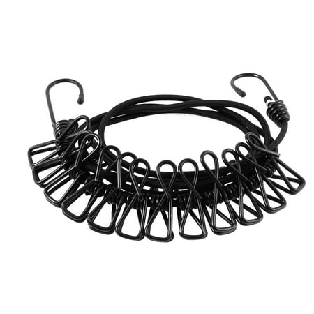 

Unique Bargains Household Windproof Nonslip Elastic Clothing Clothesline Rope with Clothespins Black