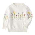 thumbnail image 1 of Hukapapa Suéter para niños y niñas suéter para niños suéter de hilo de algodón para bebé con flor pequeña bordadablanco90cm, 1 of 5