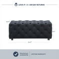 thumbnail image 4 of BELLEZE Modern Luxury Button-Tufted Ottoman Bench Footrest Upholstered Velvet Fabric Decor for Living Room, Entryway, or Bedroom with Rubber Wood Legs - Zayne (Black), 4 of 5