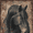 Black Horse Decorative Painting, variant on Qisvanset Jesus Holding Lamb Religious Canvas Wall Art 15.75x11.81 Inches