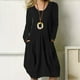 thumbnail image 4 of Vestido De Manga Larga Vestido Suelto De Mujer Vestido De Otoño De Color Puro Vestido De Mujer Frente Plisado Manga Larga Cuello Redondo Color Puro Casual Vestido Suelto Con ANGGREK Otros, 4 of 6