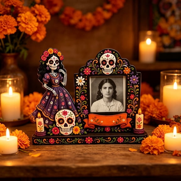 QIUXUJ - 1pc Dia De Los Muertos Decorations Picture Frames Day of the Dead Altar Ofrenda (#A)