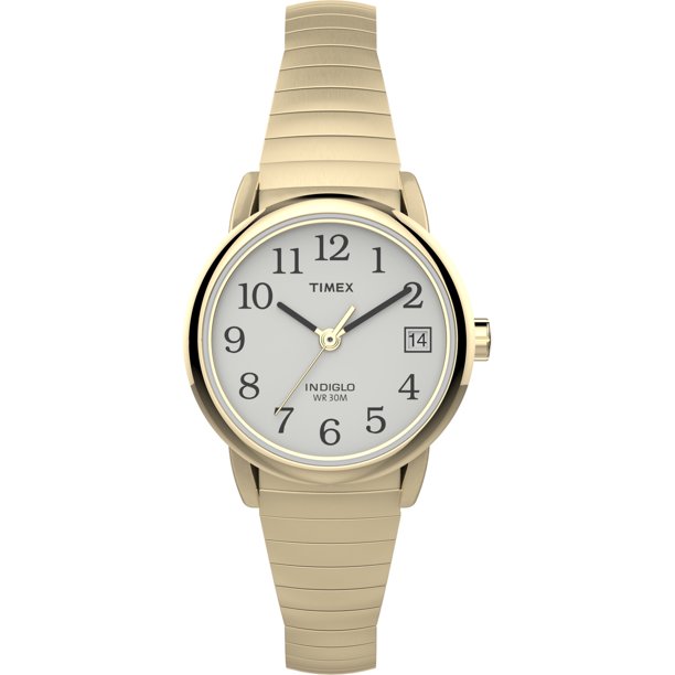 Timex Women's Easy Reader Date Gold/White 25mm Casual Watch, Tapered