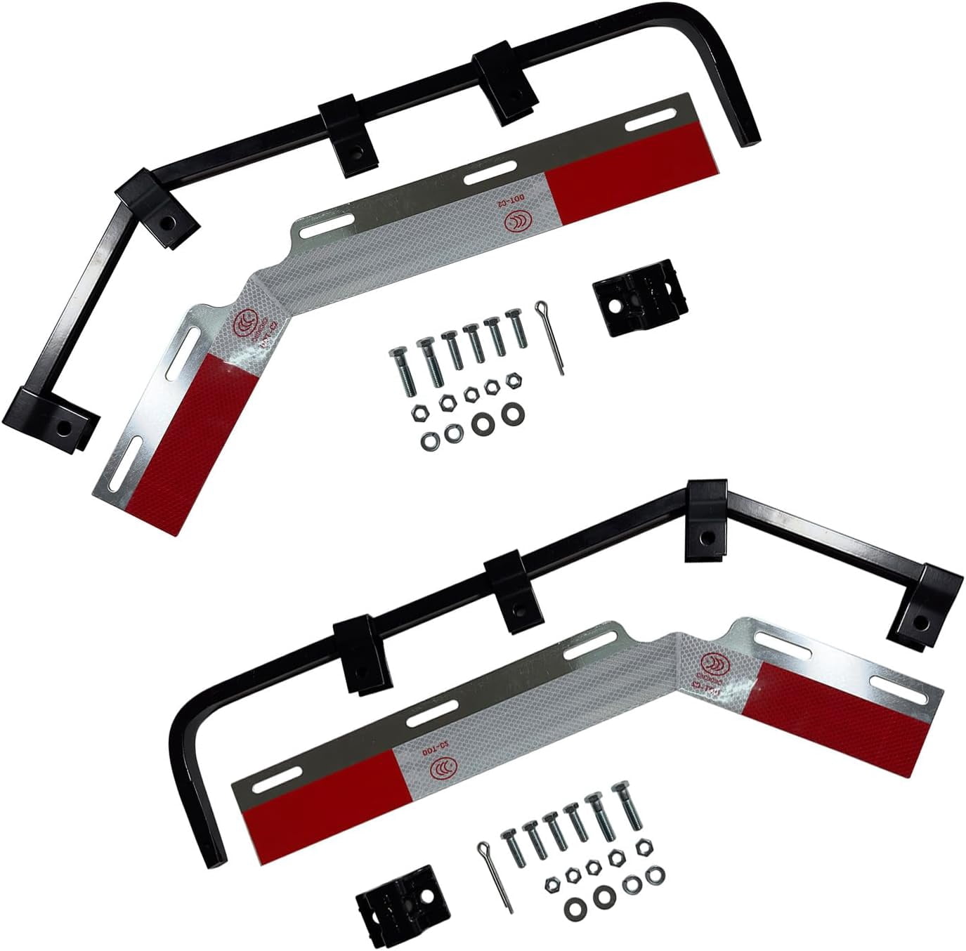 Pair Straight Mud Flap Hangers Kit 30" Use 24" Wide Semi Truck Mudflaps Steel Bracket,w/Aluminum Mud Flap Reflector for Universal Trucks Trailers, RVs Kenworth Peterbilt International Mack