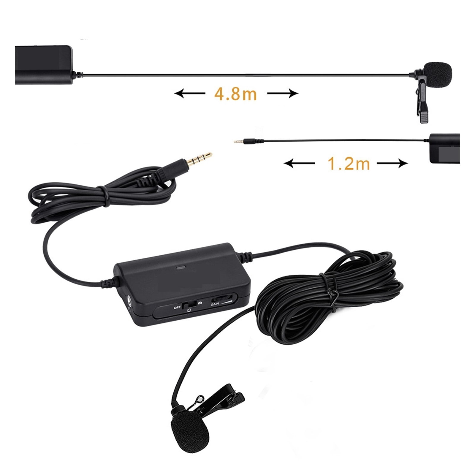 V05 Condenser Lavalier Lapel Clip-on Microphone 3.5mm TRRS 6M Mic For PC Camera Recording ,Clear Sound