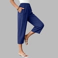 thumbnail image 4 of Cutuoiiu Casual Womens Cropped Pants Cotton Polyester Blend Elastic Waist with Button Cuffs and Pockets for Travel Gift, 4 of 9