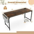 thumbnail image 2 of Costway 60" Modern Computer Desk with Charging Station with Storage Bag & Headphone Hook Borwn, 2 of 10