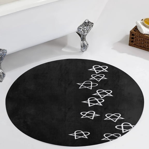 Heartagram Shower Round Carpet Circle Rug Outdoor Patio Area Rug Washable Large Area Rugs Hallway Room Decor Fitness Mats