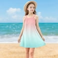 thumbnail image 2 of Moocorvic Girls Dresses Sleeveless Summer Swing Sundress Kids Outfits Gradient Printed Casual Sling Dress 9-10 Years,Pink, 2 of 9