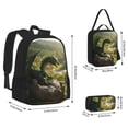 thumbnail image 2 of Disketp Deep Forest Stone Green Dragon Mochila Estampada de Gran Capacidad con Lonchera y Estuche, Set de 3 Piezas para Estudiantes, 2 of 7