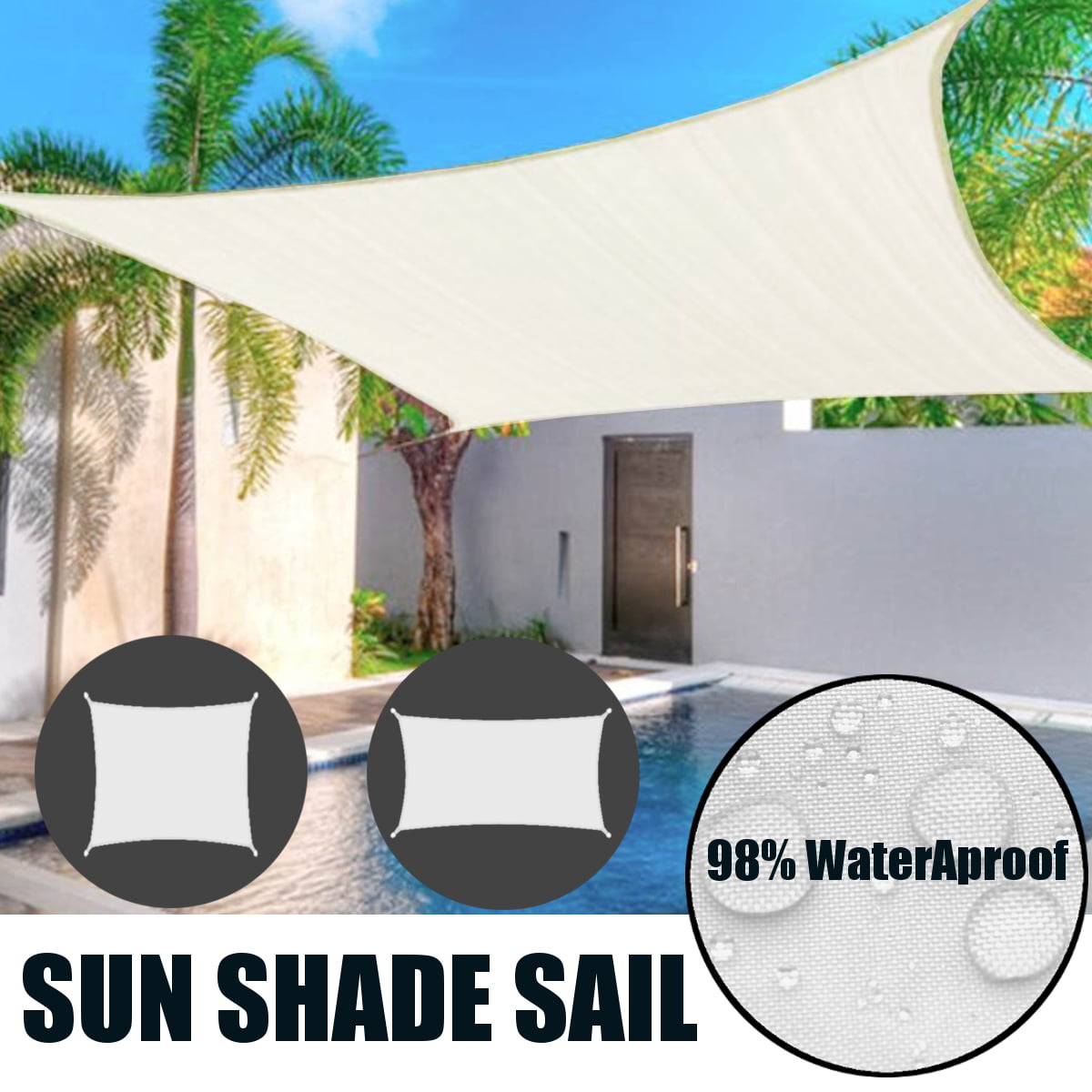 Details about   Sun Shade Sail Rectangle 8' UV Block Outdoor Awnings Patio Top Canopy Multi-size 