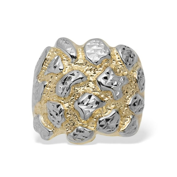 Round Puffed Nugget Men’s Adult Ring 10K Yellow White Gold, 3.20 Gr – Goldum NYC