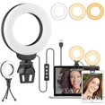 thumbnail image 1 of Anillo de luz de 4"para computadora portátil con soporte, kit de iluminación para conferencias, 3 modos de luz Anillo de luz LED regulable para reuniones, maquillaje, selfies, grabación de videos, 1 of 4