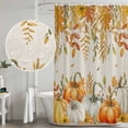 thumbnail image 5 of Orange Fall Shower Curtain, Waterproof Shower Curtains for Bathroom, Thanksgiving Pumpkins Weeping Maple Leaf Washable Fabric Bathtub Curtain Set Bath Decor with 12 Hooks 72"x78", 5 of 8