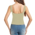 thumbnail image 5 of ChoXxx Women's Built In Bra Tank for Workout Dressy Slim Fit Ribbed Padded Camisole Green M, 5 of 5