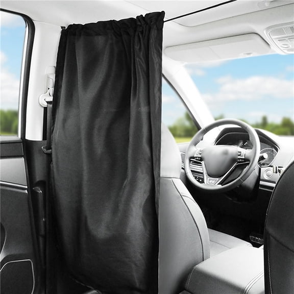 Car Privacy Curtains Set - Curtain Divider Between Front Rear Seat, Black Tarp - Universal Auto Interior Sun Shade for Side Window, Vehicle Partition Curtain for Van Business Travel