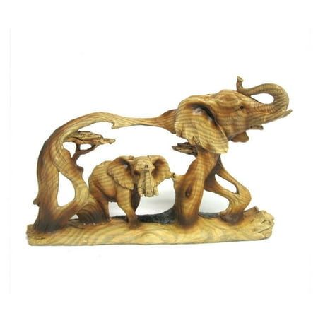 faux elephant figurine wood measures approx walking wild baby