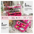 thumbnail image 4 of Rolling Storage Cart with 4 Drawers - Utility Cart on Wheels w/2 Shelves & Metal Frame, Paper Scrapbook File Organizer for Home Office School Classroom, Movable Art Cart (Pink), 4 of 8