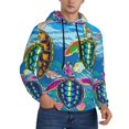 thumbnail image 2 of Wukai Little Sea Turtles Print Men Hoodies Fleece Sweatshirts Long Sleeve Sweaters Pullover Fall Outfits Winter Clothes-X-Large, 2 of 7