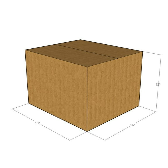 18x16x12 Kraft Brown Corrugated Shipping Boxes, 32 ECT Single-Wall, Qty 10