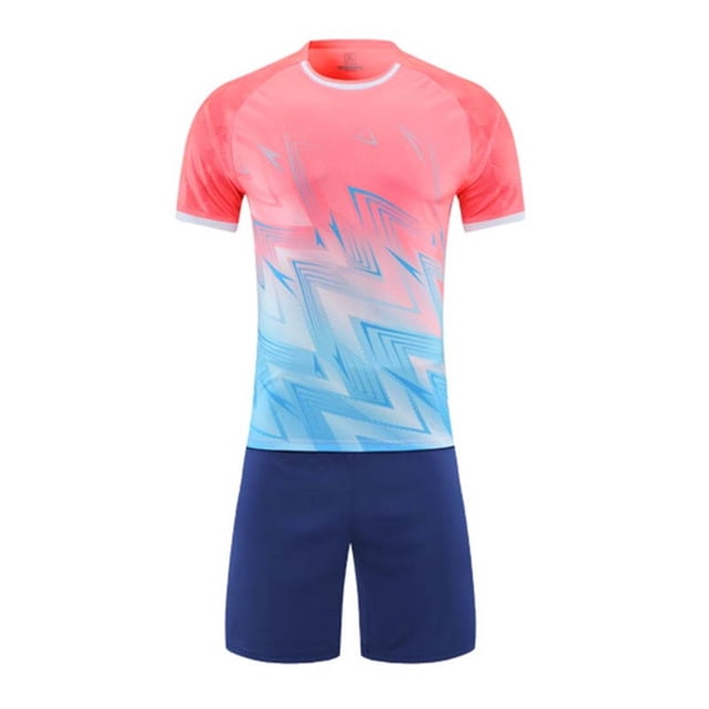 Odeerbi Niños Niñas Malla Rápido Seco Uniforme de Fútbol Conjunto Geométrico Gradiente Impresión Camiseta Shorts Ropa Deportiva Atlética Para 5-15 Años