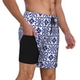 thumbnail image 2 of Sigee Porcelain Chinaware Print Mens Swim Trunks with Compression Liner Quick Dry Swim Stretch Beach Shorts with Pockets,S-3XL, 2 of 7