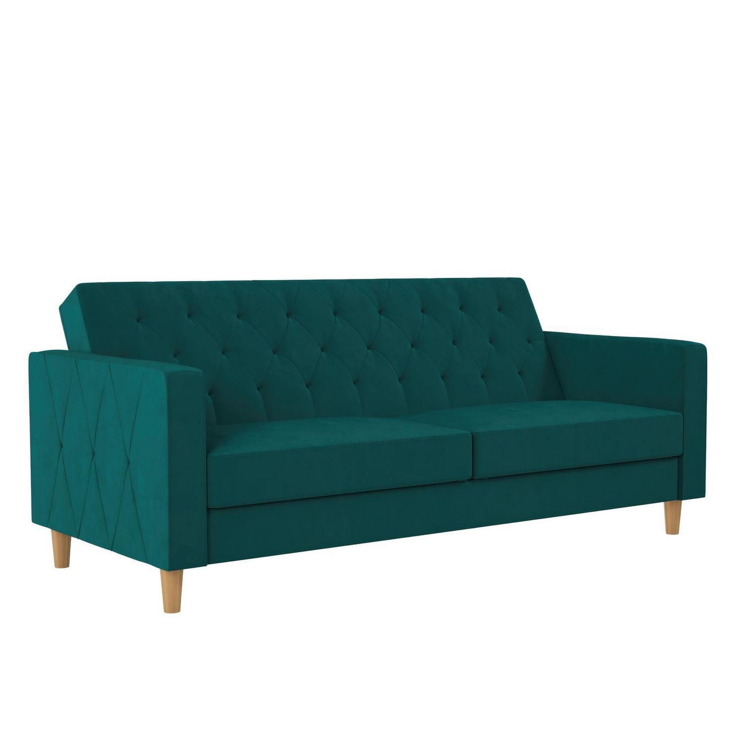 CosmoLiving Liberty Futon with Storage, Green Velvet