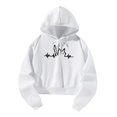 thumbnail image 3 of Sudadera con capucha corta para mujer Sudadera con capucha Jersey simple y elegante blanco, 3 of 8