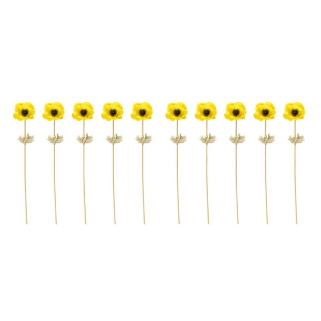 5 piezas de seda de anémona artificial Naiovety Amarillo 2Conjunto
