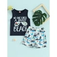 thumbnail image 2 of Suealasg 2Pcs Kids Baby Boys Clothes Sleeveless Crew Neck Letter Print Tank Tops and Shorts Set 6M 1T 2T 3T Toddler Boys Summer Outfit, 2 of 9